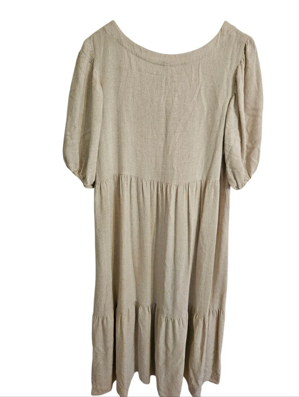 Rachel Pally Mae Linen Natural Square Neck Dress Sz XL